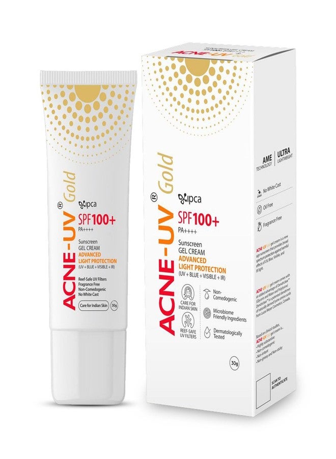 IPCA ACNE-UV GOLD Sunscreen SPF 100+ PA++++ | 30g Oil Free, Non Comedogenic Silicone Gel Sunscreen | UVA/UVB Protection | Water Resistant | No White Cast | Suitable for All Skin Types - Image 1