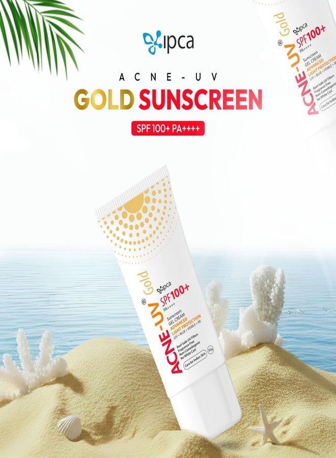 IPCA ACNE-UV GOLD Sunscreen SPF 100+ PA++++ | 30g Oil Free, Non Comedogenic Silicone Gel Sunscreen | UVA/UVB Protection | Water Resistant | No White Cast | Suitable for All Skin Types - Image 2