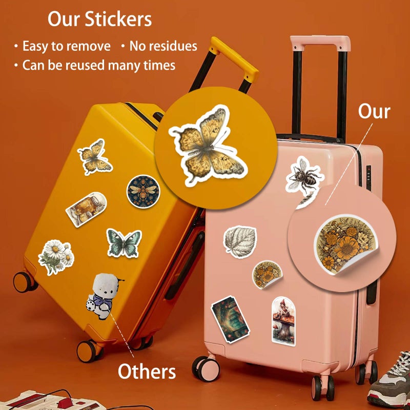 Bomichi 100 Pcs Vintage Insects and Botany Stickers for Journaling, Apothecary Label Sticker with Deep in The Forest Theme Vinyl Stickers for Water Bottle Laptop Computer Skateboard Bumper - Image 4