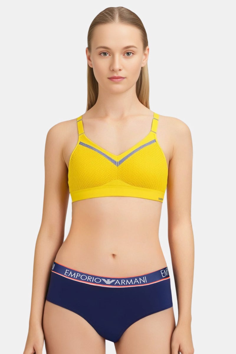 TRIUMPH Women Textured Padded Non Wired Bra, Yellow - Image 1