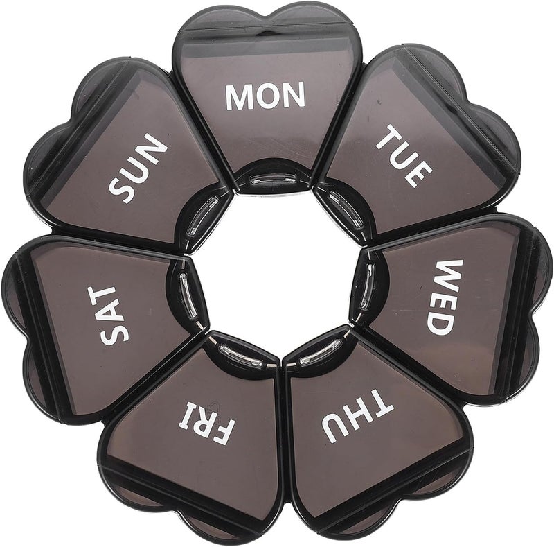 Weekly Medicine Case 7- -Compartment Plastic Pill Organizer with Lid, Petal-Shaped Mini Storage Box for Travel and Daily Medication Management - Image 1