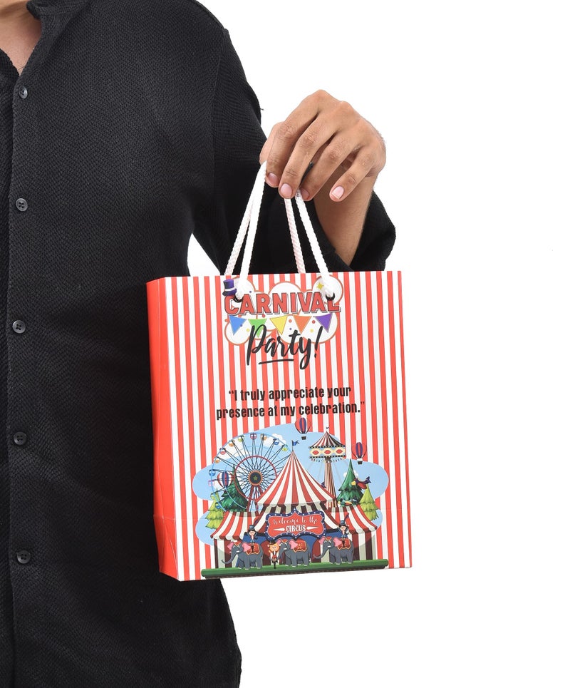 PPJ ® -HAPPY BIRTHDAY (CARNIVAL THEME) PARTY (30 Pcs.) PAPER CARRY BAG, 10 Inch X 8 Inch X 4 Inch RETURN GIFT/HAPPY BIRTHDAY/RETURN GIFTS/GIFTS/GIFT BAGS/GIFT COVERS (Pack of 30) - Image 2