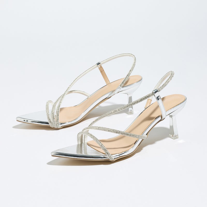 Women's Stiletto Heel Rhinestone Open Toe Sandals - Image 5