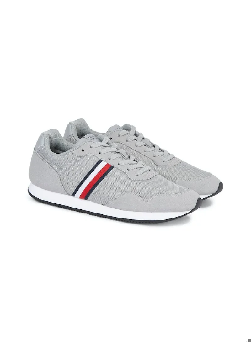 TOMMY HILFIGER Men's Essential Signature Tape Runner Trainers -  Mixed upper: nylon, polyurethane, Silver