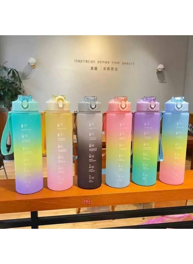 Sports Water Bottle 900ml – Leak-Proof Reusable Bottle with Flip Lid & Carry Strap – Multi-Color Gym & Outdoor Hydration Bottle - Image 1