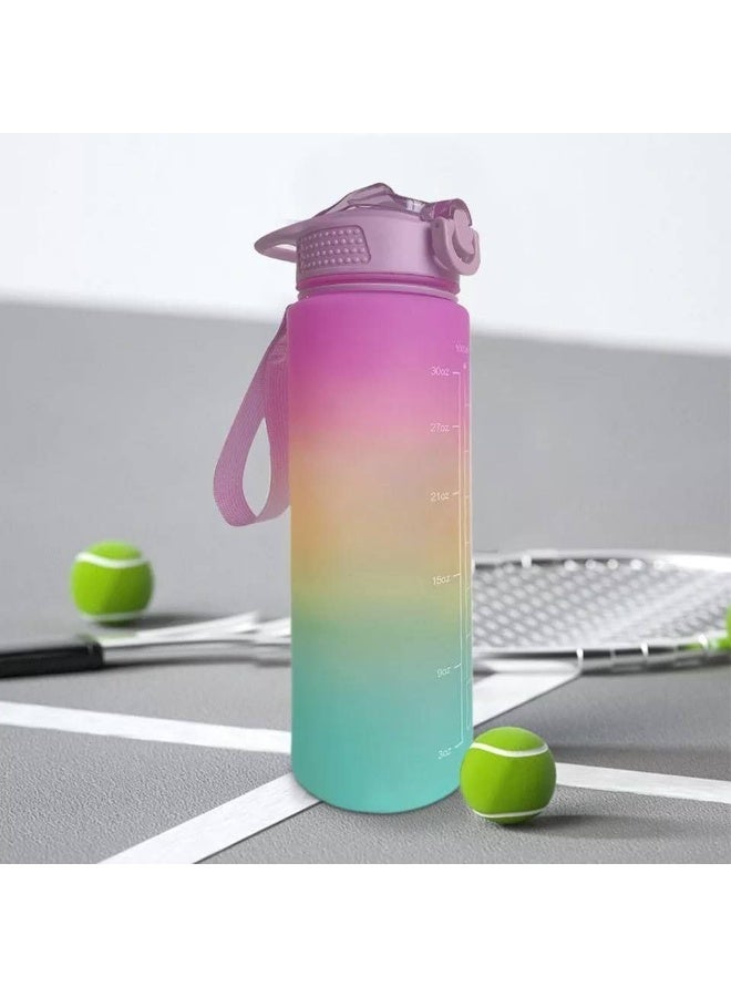 Sports Water Bottle 900ml – Leak-Proof Reusable Bottle with Flip Lid & Carry Strap – Multi-Color Gym & Outdoor Hydration Bottle - Image 2