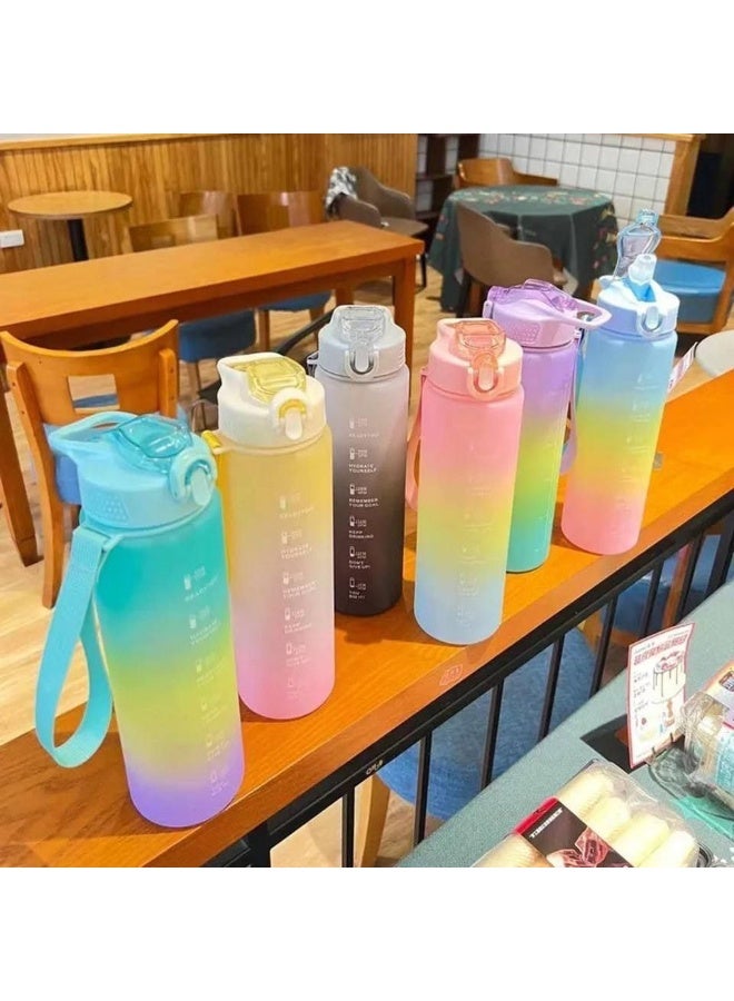 Sports Water Bottle 900ml – Leak-Proof Reusable Bottle with Flip Lid & Carry Strap – Multi-Color Gym & Outdoor Hydration Bottle - Image 4