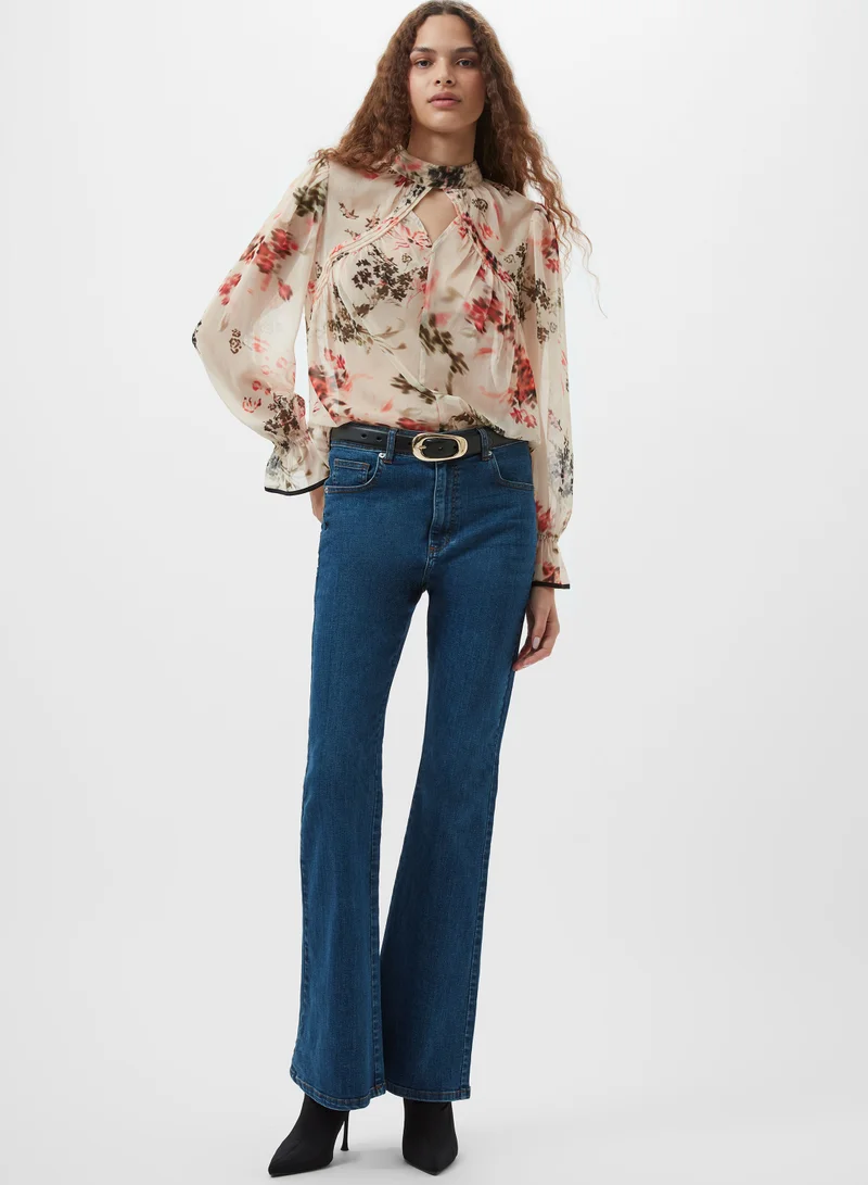 French Connection Hallie Crinkle Contrast Floral Top