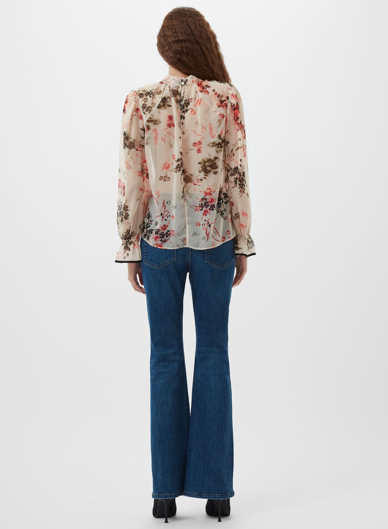French Connection Hallie Crinkle Contrast Floral Top  - Image 4