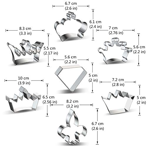 Comais Crown Cookie Cutter Set of 7 pcs, Stainless Steel Princess Crown Series Fondant Cutters Baking Molds - Image 3