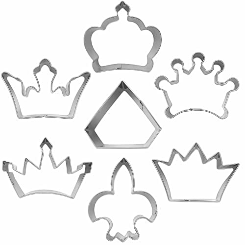 Comais Crown Cookie Cutter Set of 7 pcs, Stainless Steel Princess Crown Series Fondant Cutters Baking Molds - Image 2