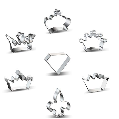 Comais Crown Cookie Cutter Set of 7 pcs, Stainless Steel Princess Crown Series Fondant Cutters Baking Molds - Image 4