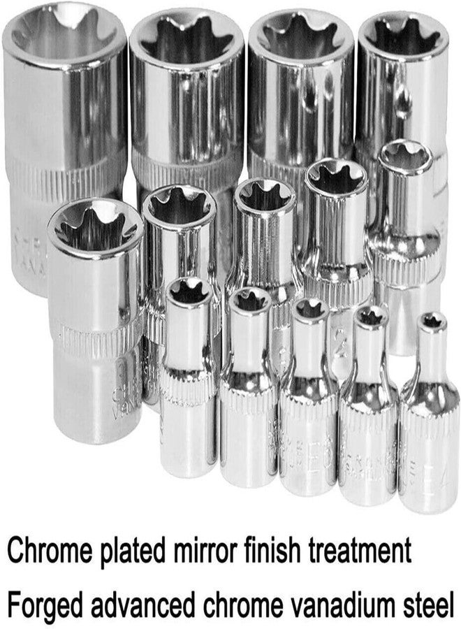 Zaptec 14-Piece E-TORX Socket Set - Female Torx Socket Set - Ultimate Star Socket Set - Torque Socket Set - External Torx Socket Set - 1/4", 3/8" & 1/2" Drive - E4 to E24 Socket Set - Image 3