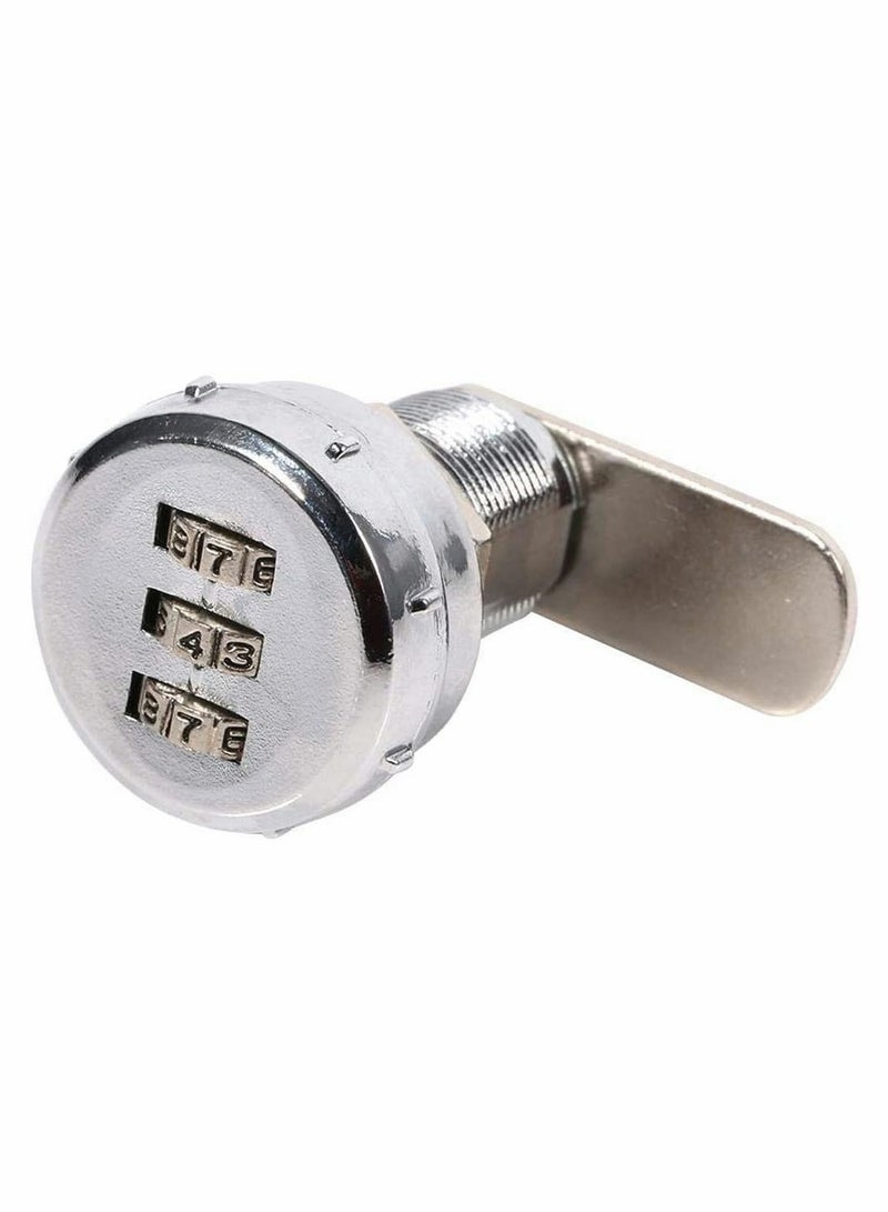 Combination Cam Lock 20mm Cylinder Length 3 Digit Code Security Locks for 12 to 16mm Wooden Wardrobe Arcade Cupboard Drawer Mailbox Silver - Image 1
