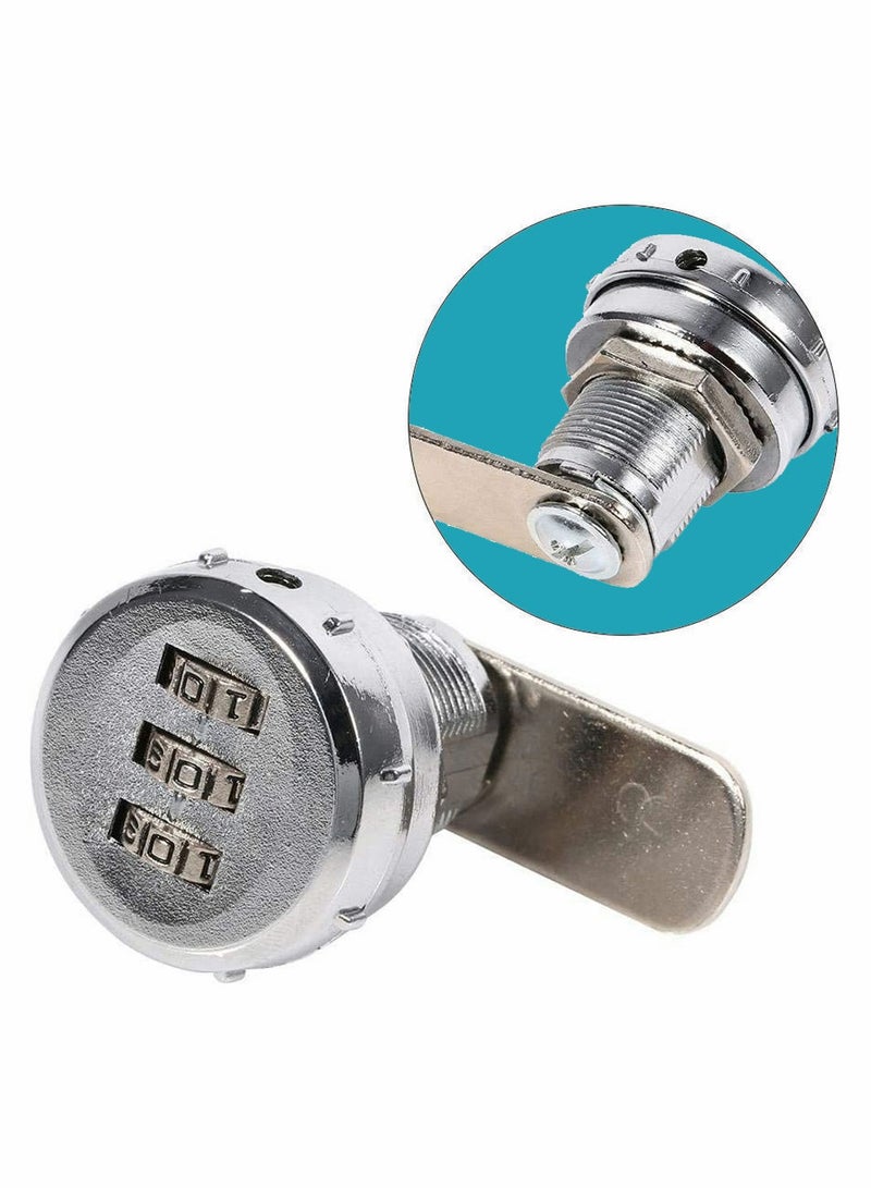 Combination Cam Lock 20mm Cylinder Length 3 Digit Code Security Locks for 12 to 16mm Wooden Wardrobe Arcade Cupboard Drawer Mailbox Silver - Image 3