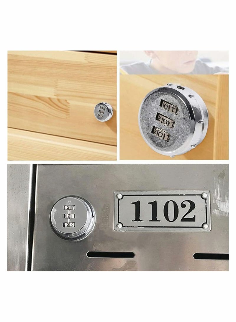 Combination Cam Lock 20mm Cylinder Length 3 Digit Code Security Locks for 12 to 16mm Wooden Wardrobe Arcade Cupboard Drawer Mailbox Silver - Image 2