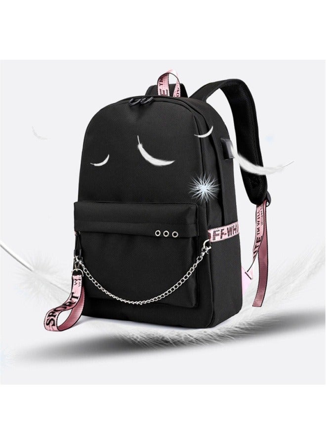 Spirited Away Anime-themed Iron Chain USB Double Shoulder Backpack, Travel Backpack, Middle School Student Bookbag, Laptop Bag - Image 5