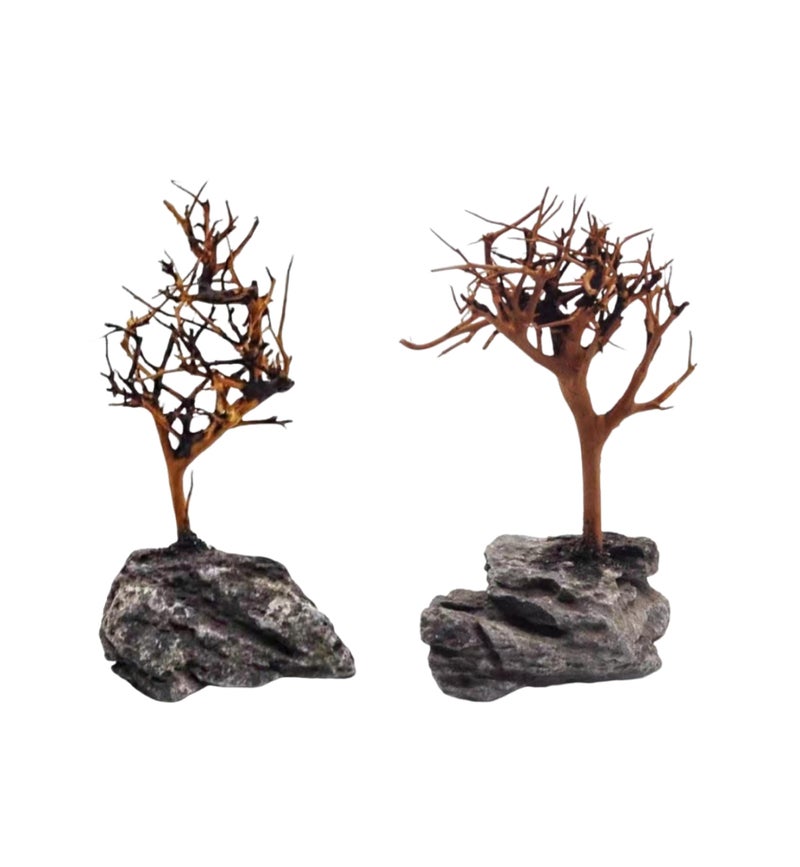 YZHZOM 2pcs Small Bonsai Aquarium Tree,4-6inch,Handmade Aquarium Bonsai Tree Aquarium Decor Tree - Image 1