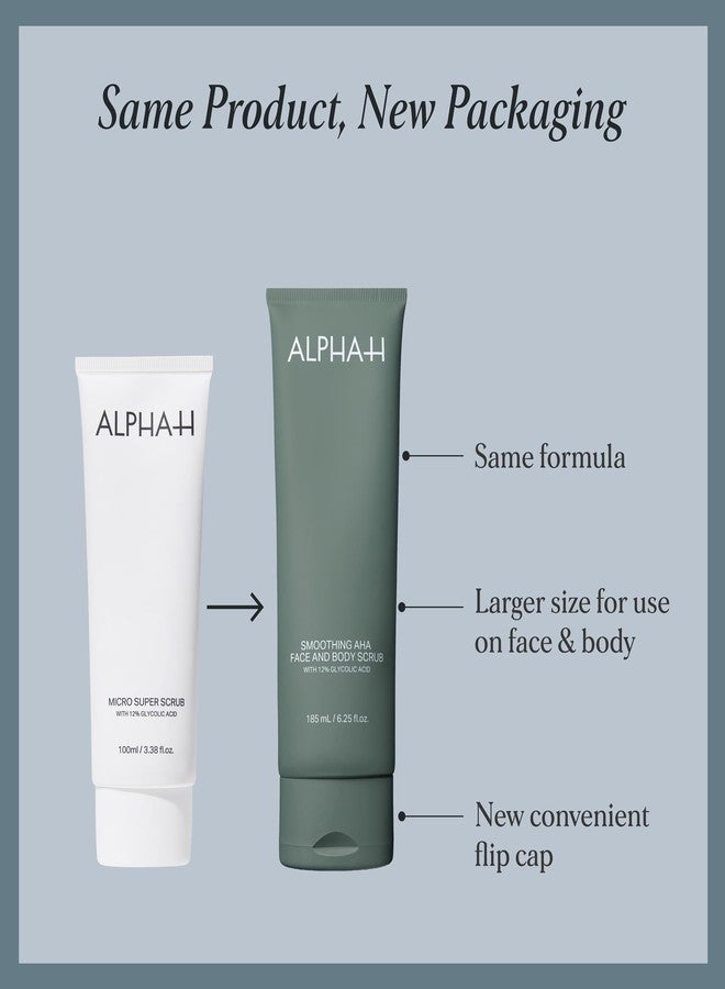Alpha-H Smoothing AHA Face and Body Scrub 185ml - Dual Exfoliation for Brighter Skin - Smooths Texture and Preps for Skincare - Image 2