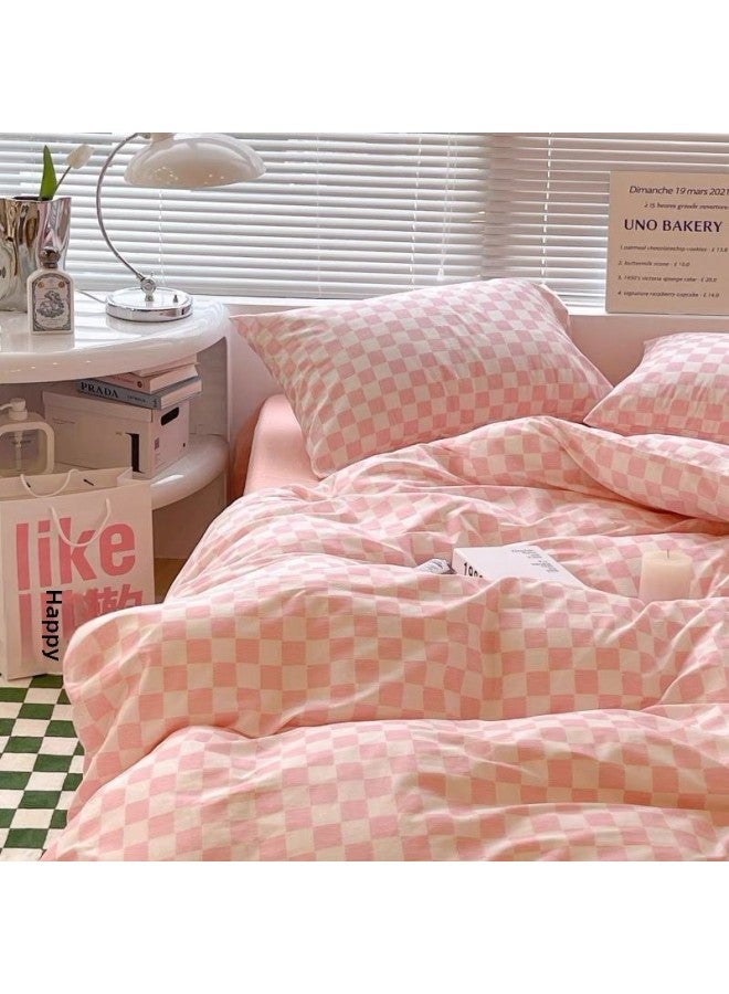 Washed Cotton Four-piece Quilt Cover Single Bedding Student Dormitory Quilt Quilt Cover Sanding Three-piece Bed Sheet Person-Color:Love-grey-Specifications:Set Of 2.2m [quilt Cover 1.8x 2.2m - Image 5