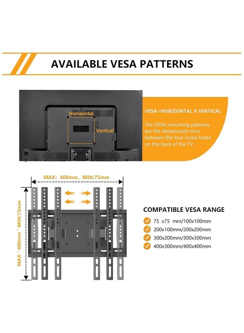 حامل تلفاز / حوامل تلفاز لشاشات 26-75 بوصة. حامل تلفاز مثبت على الحائط مع دعامة مزدوجة قوية، قدرة تحمل قياسية 26"-55"، الحجم الأقصى 75 بوصة - Image 4