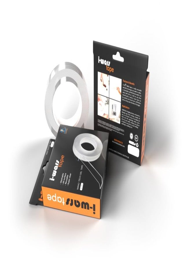 i-stix آي-ستيكس | شريط لاصق بتقنية النانو مزدوج الجوانب | 24 مم × 10 ياردات | شريط شفاف متعدد الاستخدامات قابل للغسل وإعادة الاستخدام | أشرطة لاصقة سحرية للتثبيت بدون بقايا - Image 1