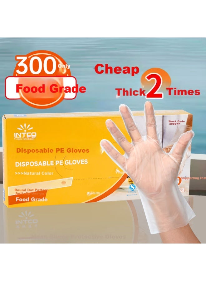 Intco Disposable Pe Gloves Large 300 Count Food Grade For Catering Household Cleaning Lobster Waterproof Inspection Gloves - Image 2