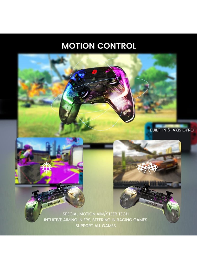 Transparent Wired Game Controller for Windows and Android with RGB Lights, PC Controller Hall Effect Joystick and Triggers, 3.5mm Audio Jack, Gyroscope. - Image 4