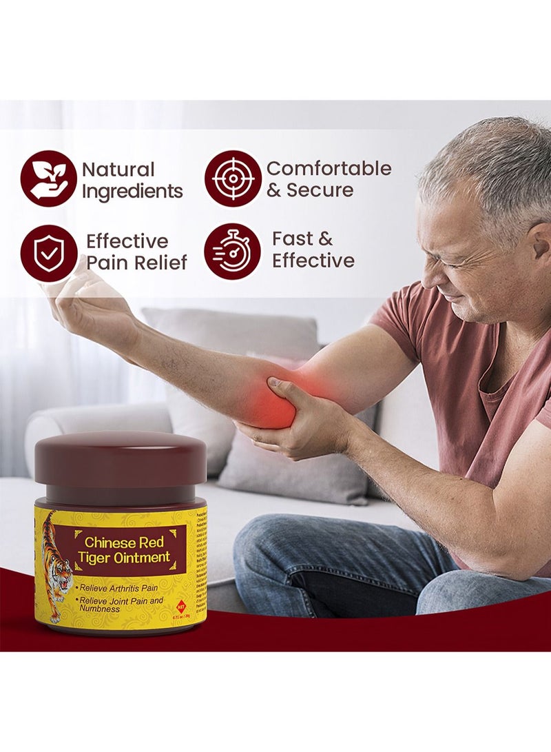 Sumifun Chinese Red Tiger Ointment Quick Pain Relief Plaster Herbal Non Irritating Professional Effective Hot Muscle Relaxer Patch to Promote Blood Flow for Neck Elbow Shoulder Joint and Knee Pain 20g - Image 2