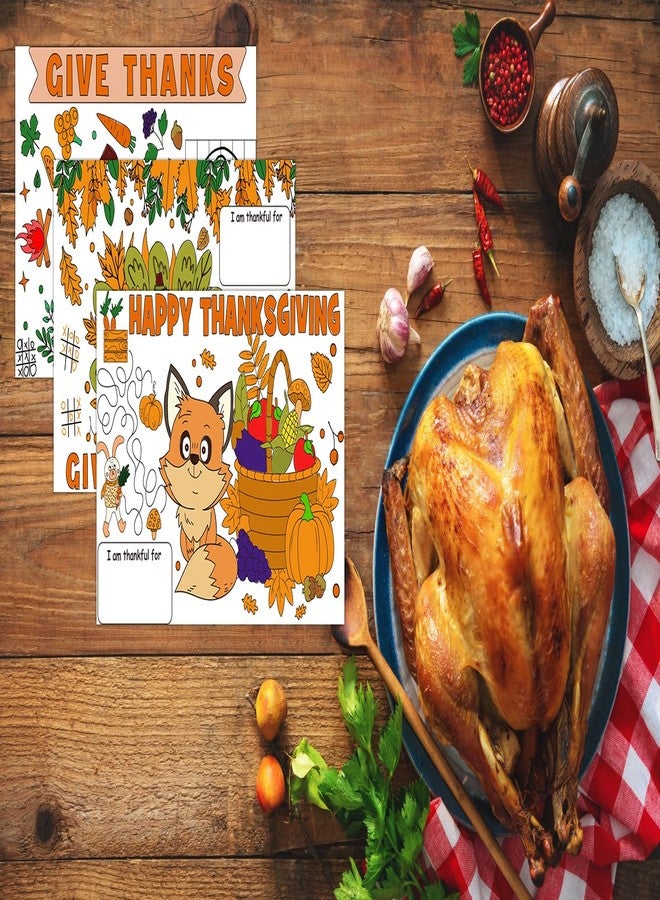 D4DREAM Thanksgiving Placemats for Kids 12 Pcs Turkey Coloring Thanksgiving Paper Placemats for Fall Activity Disposable Happy Thankful Paper Table Mat for Kids to Write for Family Dinner Party Supply - Image 4