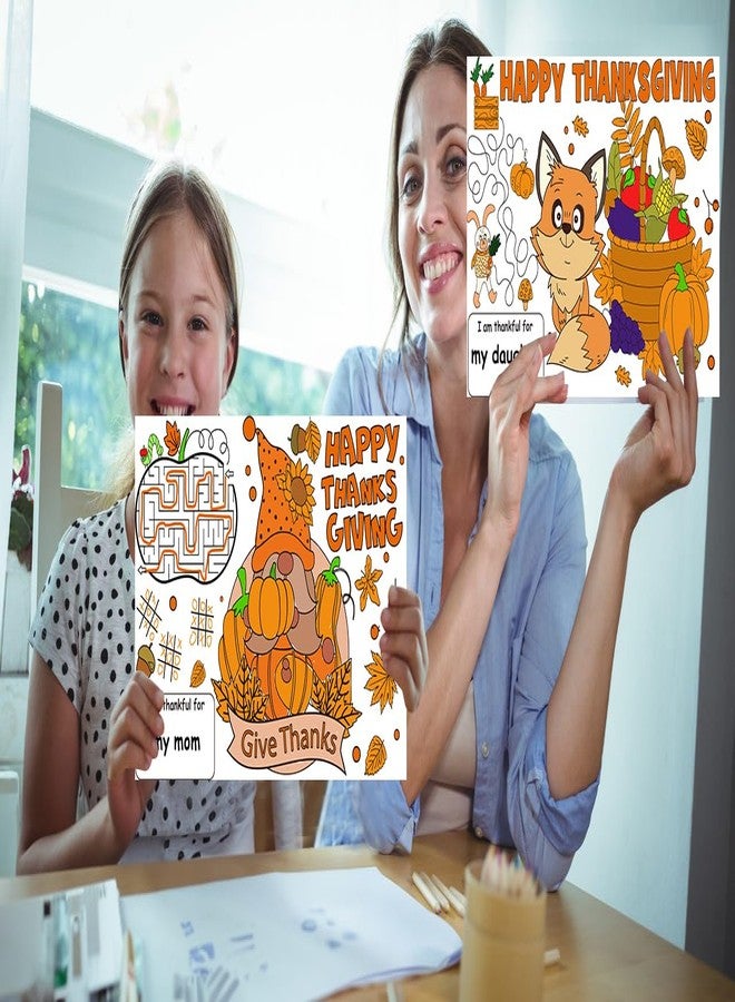 D4DREAM Thanksgiving Placemats for Kids 12 Pcs Turkey Coloring Thanksgiving Paper Placemats for Fall Activity Disposable Happy Thankful Paper Table Mat for Kids to Write for Family Dinner Party Supply - Image 5