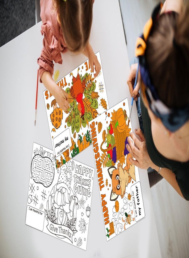 D4DREAM Thanksgiving Placemats for Kids 12 Pcs Turkey Coloring Thanksgiving Paper Placemats for Fall Activity Disposable Happy Thankful Paper Table Mat for Kids to Write for Family Dinner Party Supply - Image 3