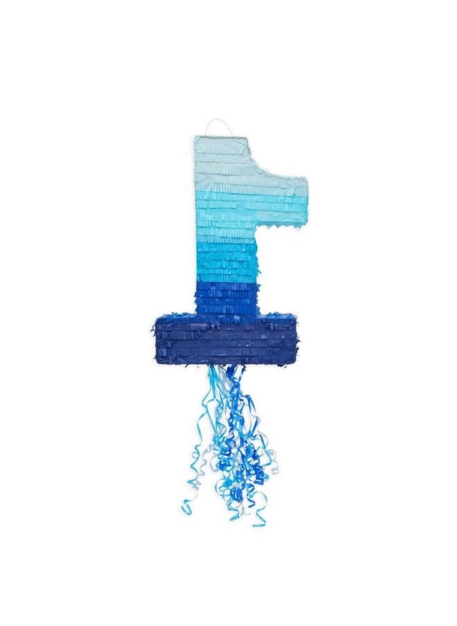 Blue Panda Pull String Number 1 Pinata For Boys 1St Birthday Party Decorations Ombre Blue Pinata With Hanging Loop And Easy To Fill Opening For Anniversary Baby Shower (Small 16.5X11X3 In)  - Image 5