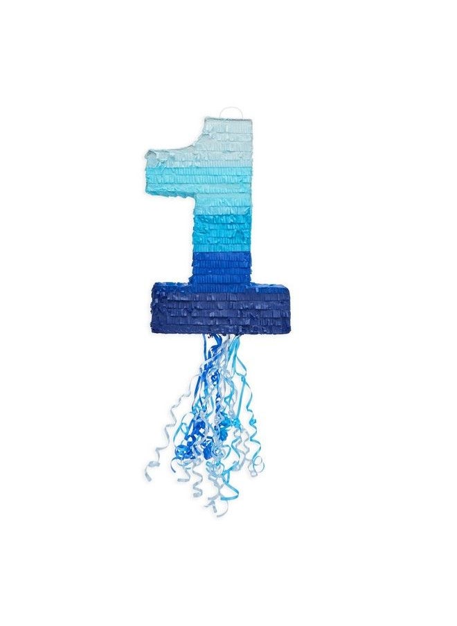 Blue Panda Pull String Number 1 Pinata For Boys 1St Birthday Party Decorations Ombre Blue Pinata With Hanging Loop And Easy To Fill Opening For Anniversary Baby Shower (Small 16.5X11X3 In)  - Image 4