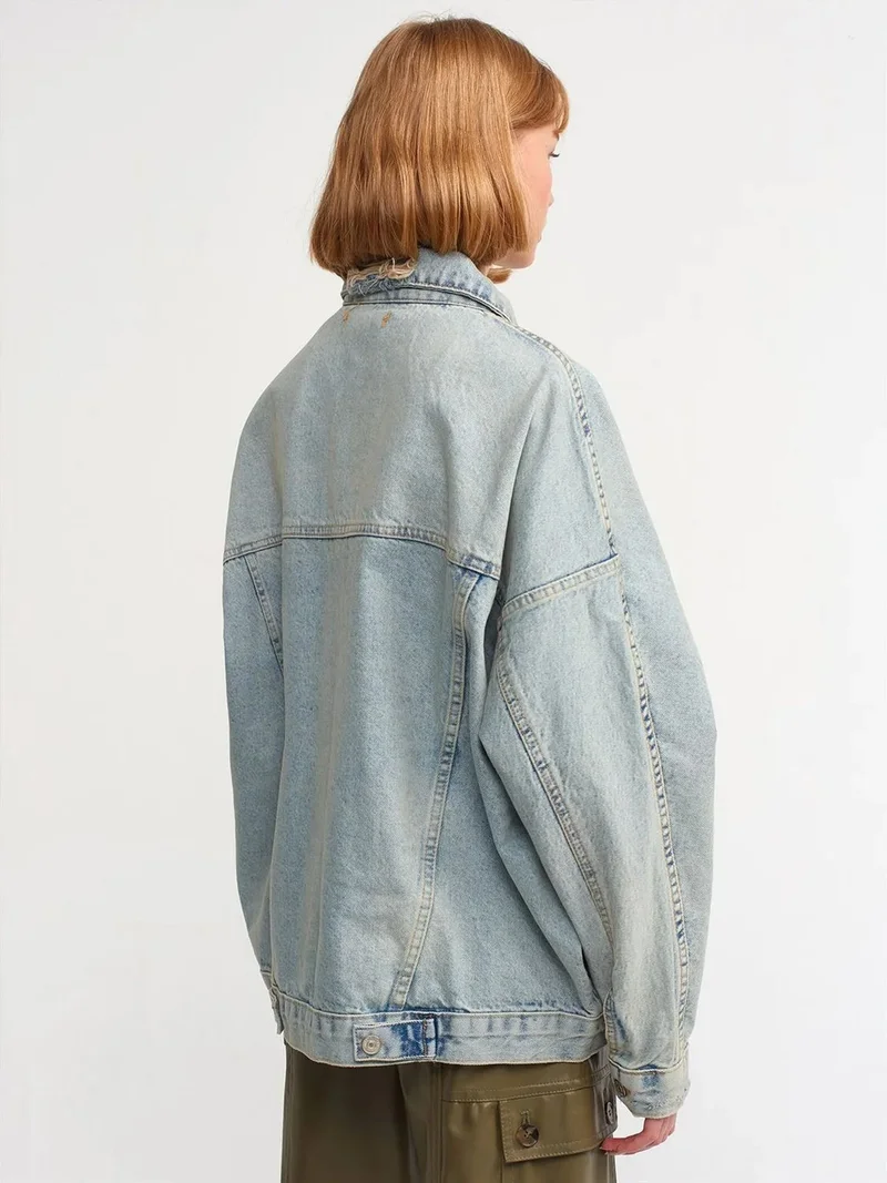 ديلفين Dilvin Oversized Denim Button Jacket