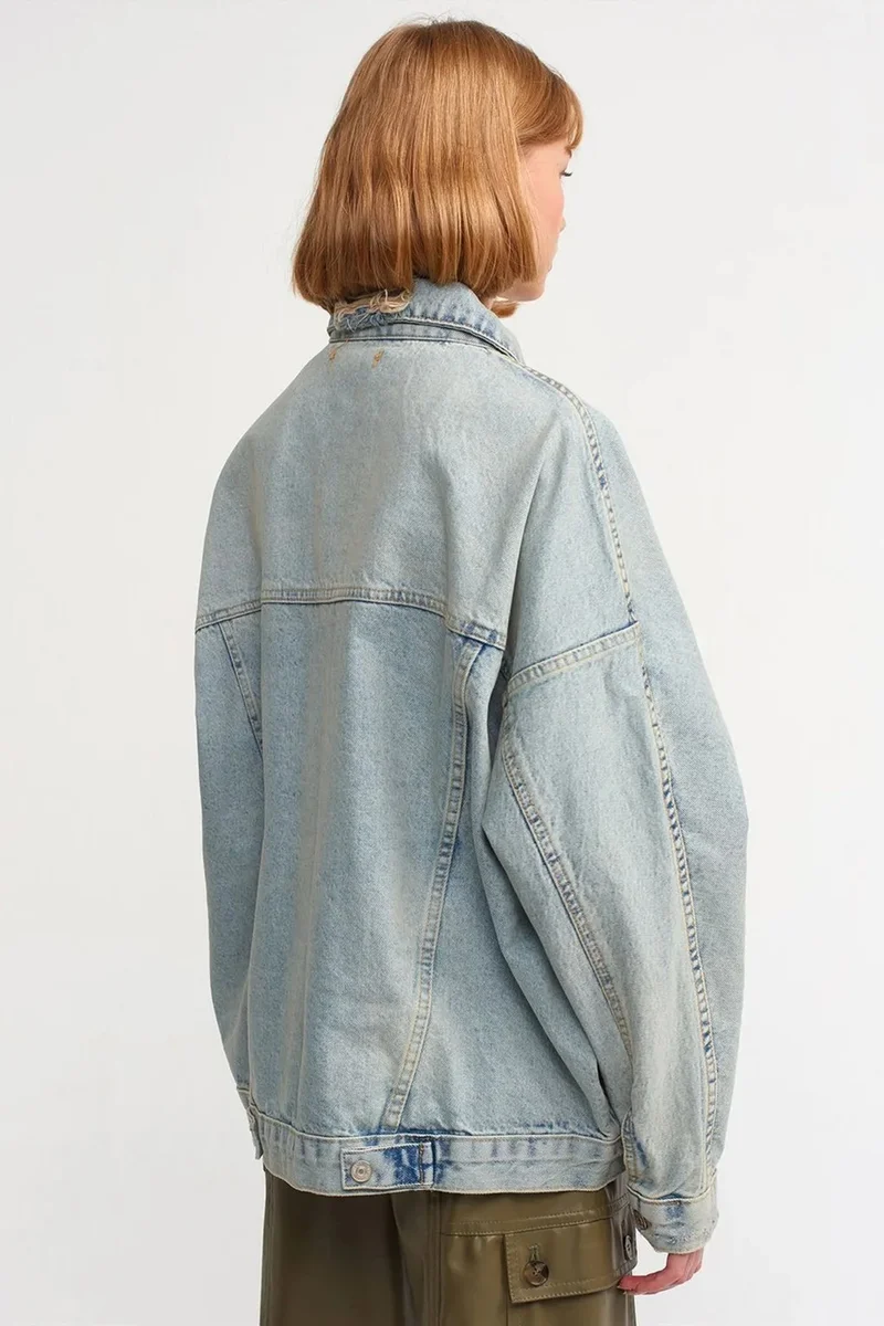 ديلفين DILVIN Oversized Denim Button Jacket