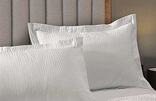 Courtyard by Marriott Courtyard by Marriott Textured Pillow Sham  2 Decorative Pillow Sham with WashActivated Ripple Texture Exclusively for Courtyard  White Queen 2 Pack 