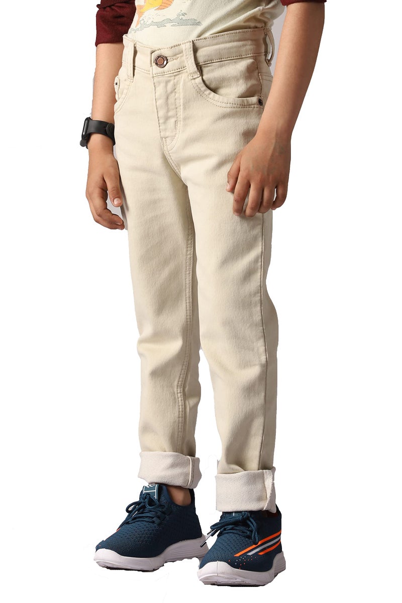 ADBUCKS Boys Jeans Stretchable Denim Fabric Mid Rise Regular Fit Button With Fly Zip Beige, 4-5 Years - Image 2