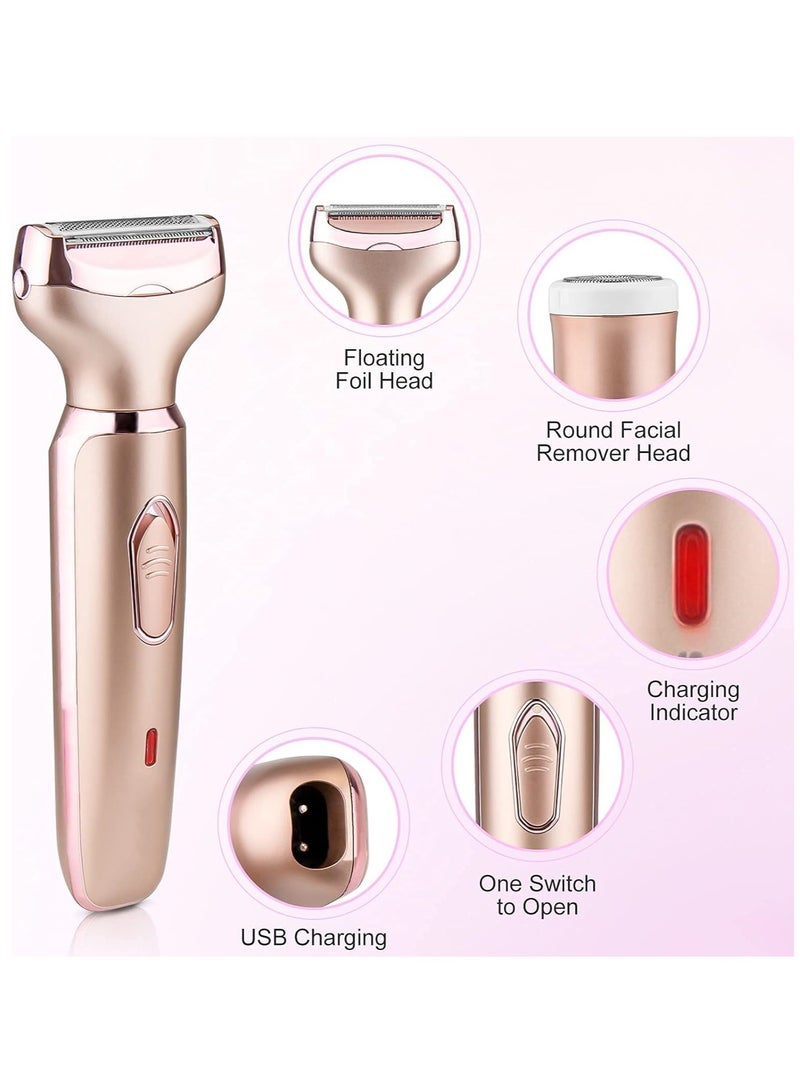 Women's Electric Shaver 2-in-1 Painless Hair Remover Wet  Dry Use Detachable Head Suitable for Whole Body, Face, Underarms, Legs USB Rechargeable  Portable - Image 3