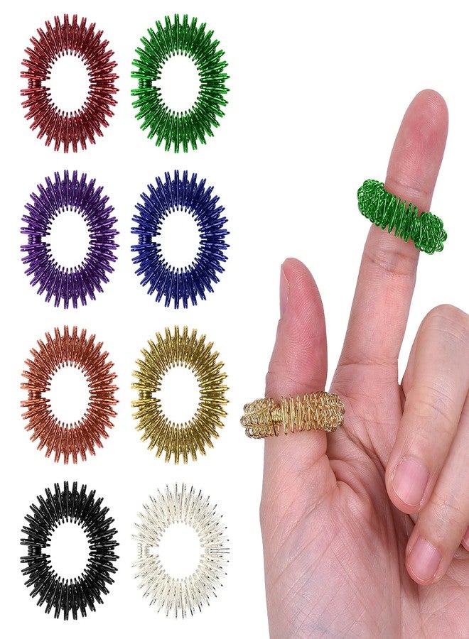 Wisdompro 16 Pack Spiky Sensory Finger Rings, Stress Relief Fidget Ring for Teens and Adults - 8 Colors - Image 1