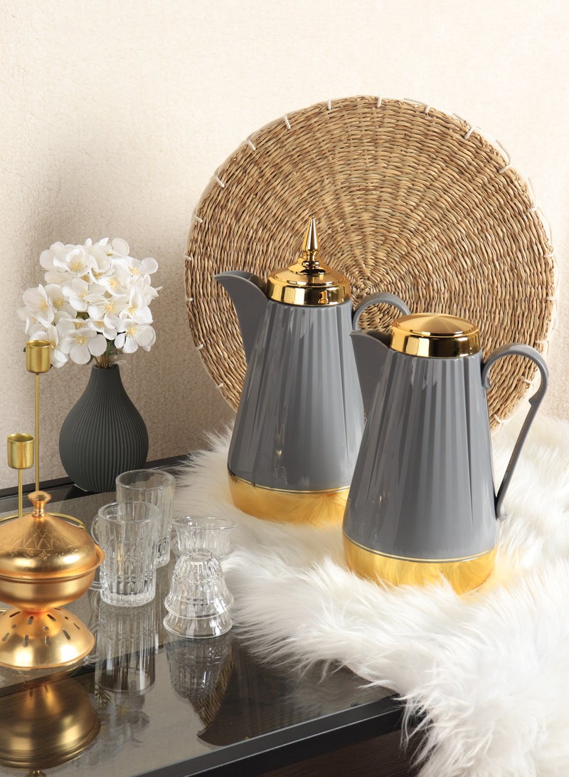 HOMEVEO Luxury tea and coffee thermos set - elegant design with golden touches - high-quality thermal insulation that maintains heat for long periods - 1 liter capacity - Image 1