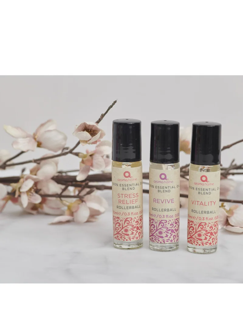 Aroma Home Mood Boster 3 X 10ml 100% Essential Oil Blends Rollerball
(Vitality, Revive, Stress Relief)