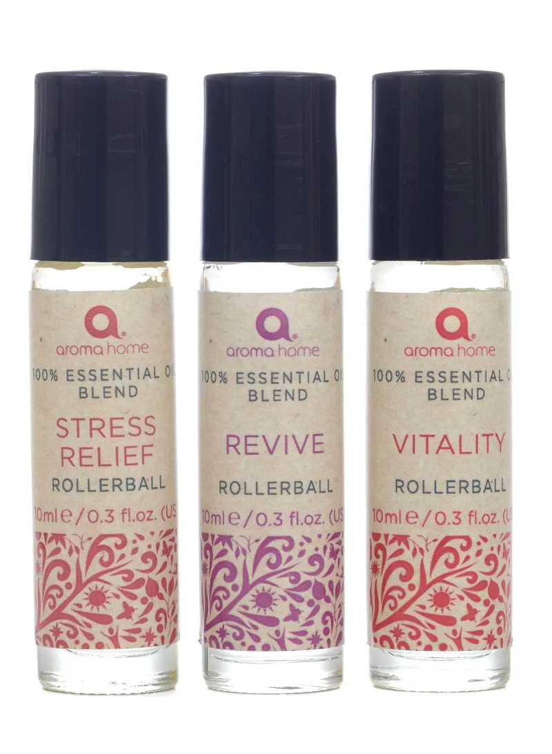 Aroma Home Mood Boster 3 X 10ml 100% Essential Oil Blends Rollerball
(Vitality, Revive, Stress Relief)