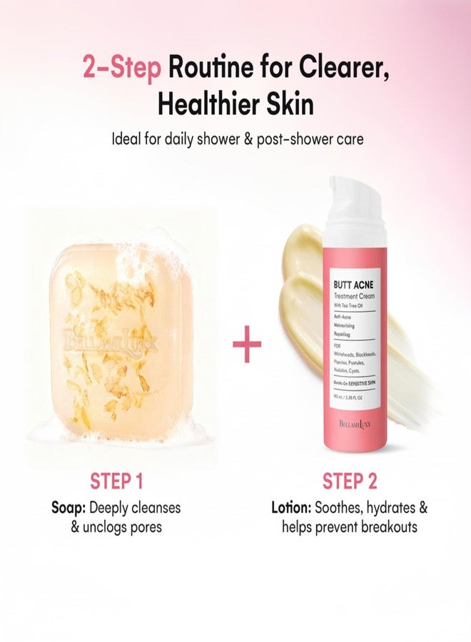BellamiLuxx Butt Acne Treatment Set: Acne Soap Bar + Butt Treatment Lotion for Breakouts on Buttocks, Thighs, Back, Chest & Ingrown-Prone & Folliculitis-Prone Skin – Helps Reduce Body Breakouts - Image 2