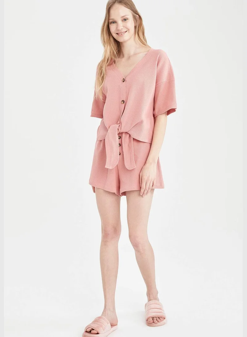 DeFacto V-Neck Short Sleeve Pyjama Set
