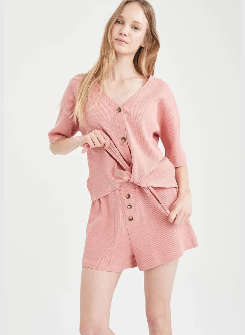 DeFacto V-Neck Short Sleeve Pyjama Set