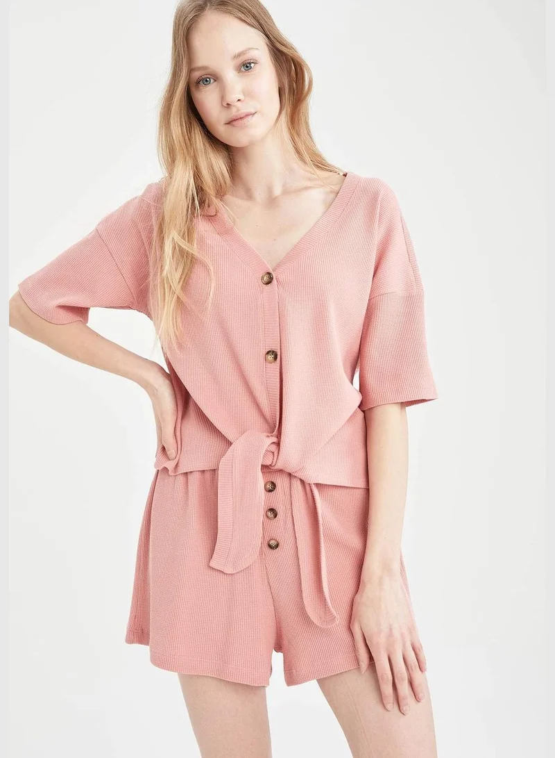 DeFacto V-Neck Short Sleeve Pyjama Set