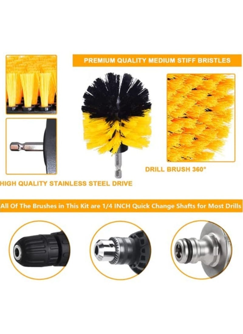 Generic - 3pc Car Cleaning Brush Car Detailing Brush Drill Brush with Drill Attachment Tub Cleaner Scrubber Cleaning Brushes Automotive Detailing Spin Scrubber Set - Image 1