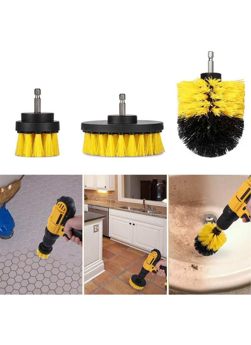 Generic - 3pc Car Cleaning Brush Car Detailing Brush Drill Brush with Drill Attachment Tub Cleaner Scrubber Cleaning Brushes Automotive Detailing Spin Scrubber Set - Image 1