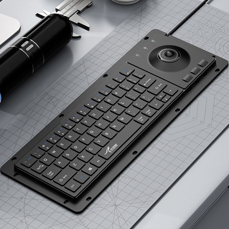 64Key USB Cord Industrial Keyboard With Embedded Trackball And Silents Key For Office And Factory Use - Image 2